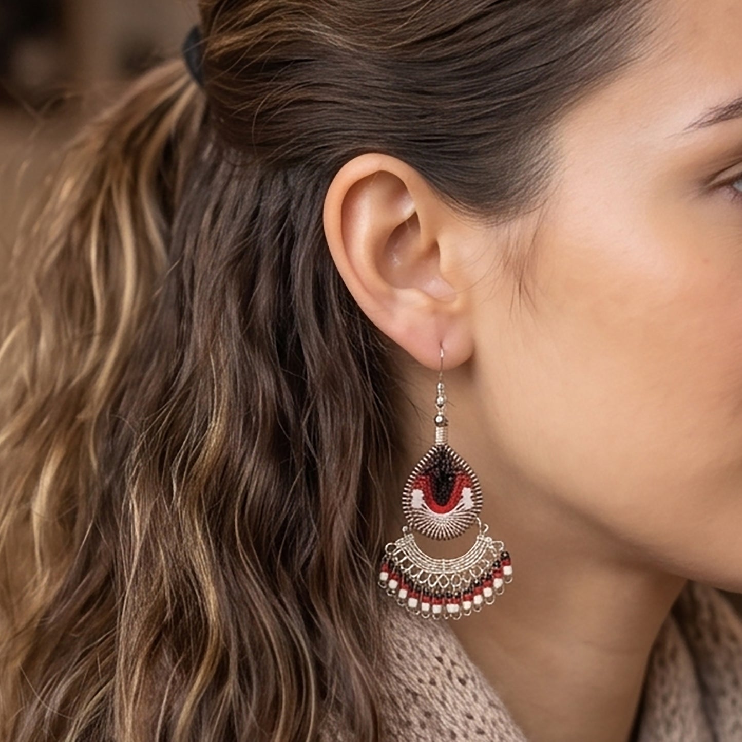 Silk Thread & Stainless Steel Earrings - Gem Avenue Retail