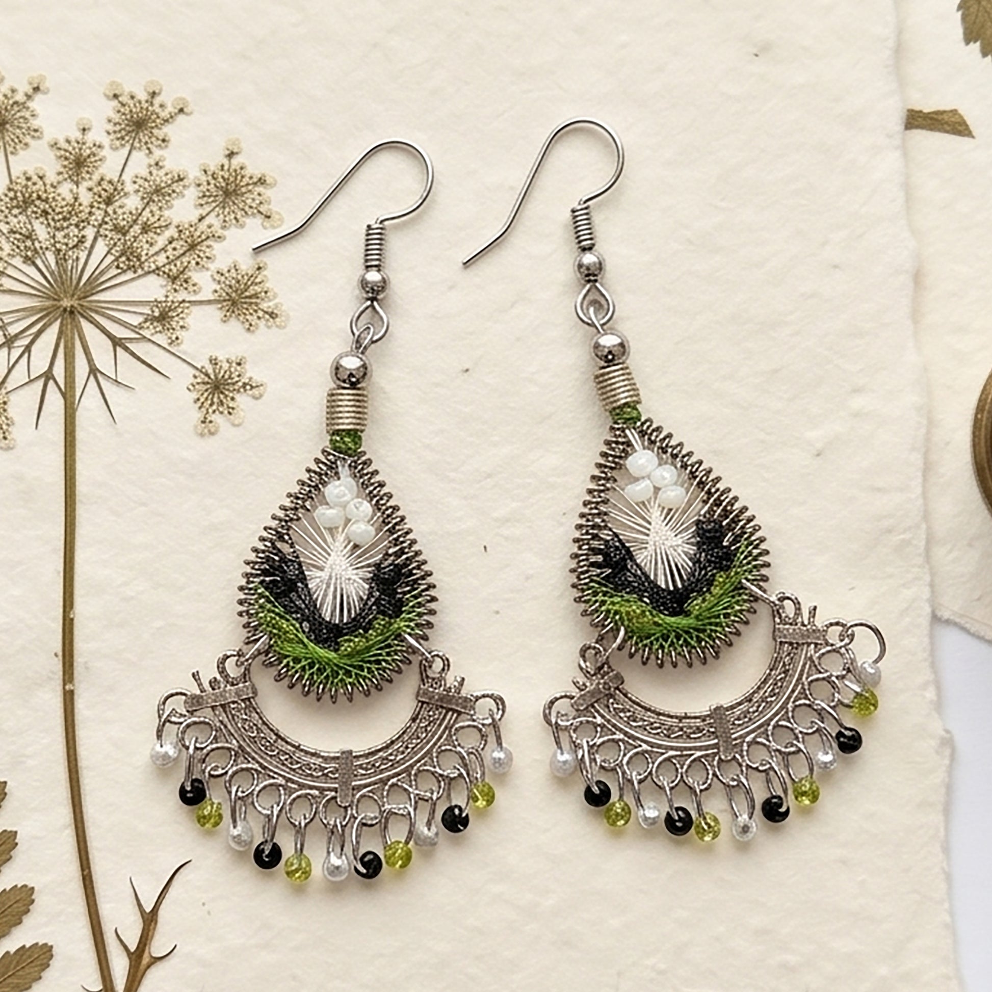 Silk Thread & Stainless Steel Earrings - Gem Avenue Retail