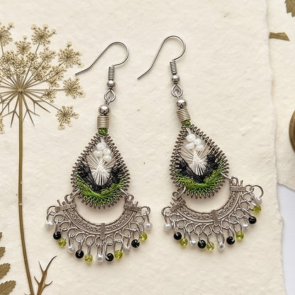 Silk Thread & Stainless Steel Earrings - Gem Avenue Retail