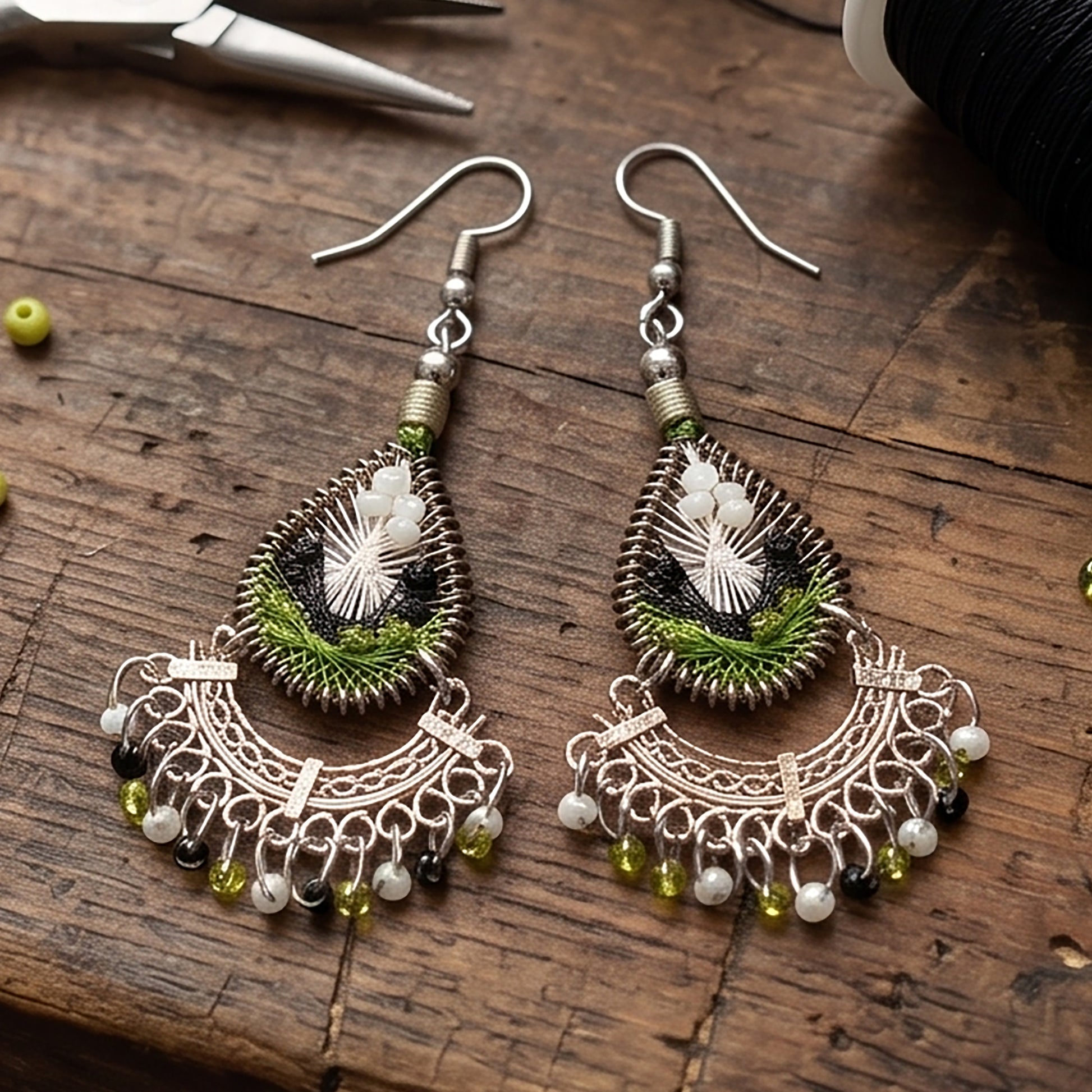 Silk Thread & Stainless Steel Earrings - Gem Avenue Retail
