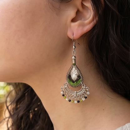 Silk Thread & Stainless Steel Earrings - Gem Avenue Retail