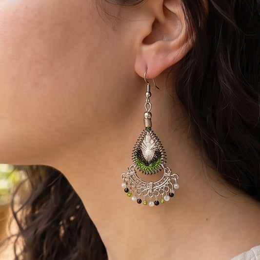 Silk Thread & Stainless Steel Earrings - Gem Avenue Retail