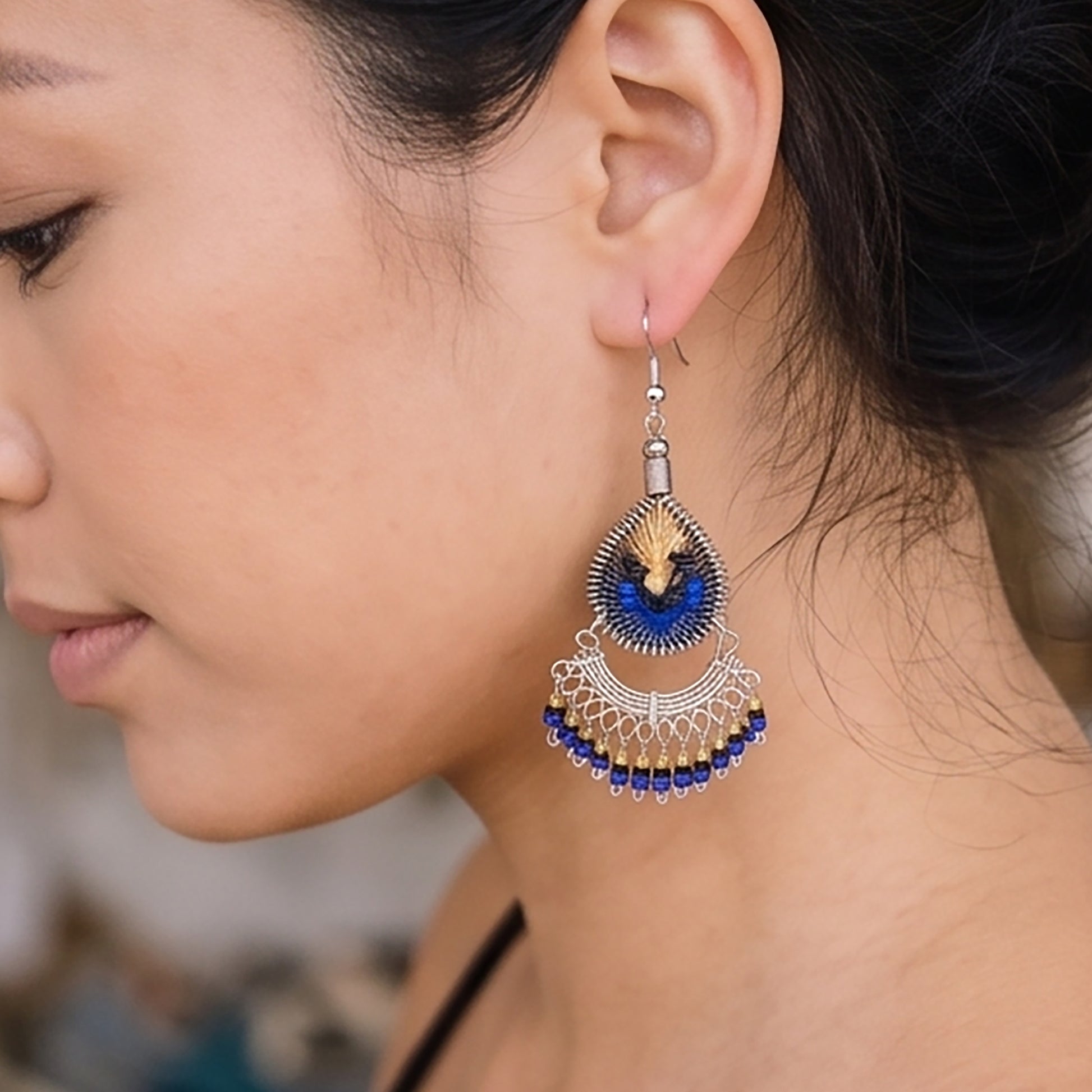 Silk Thread & Stainless Steel Earrings - Gem Avenue Retail