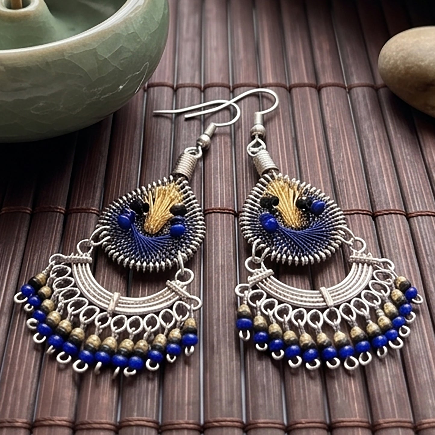 Silk Thread & Stainless Steel Earrings - Gem Avenue Retail