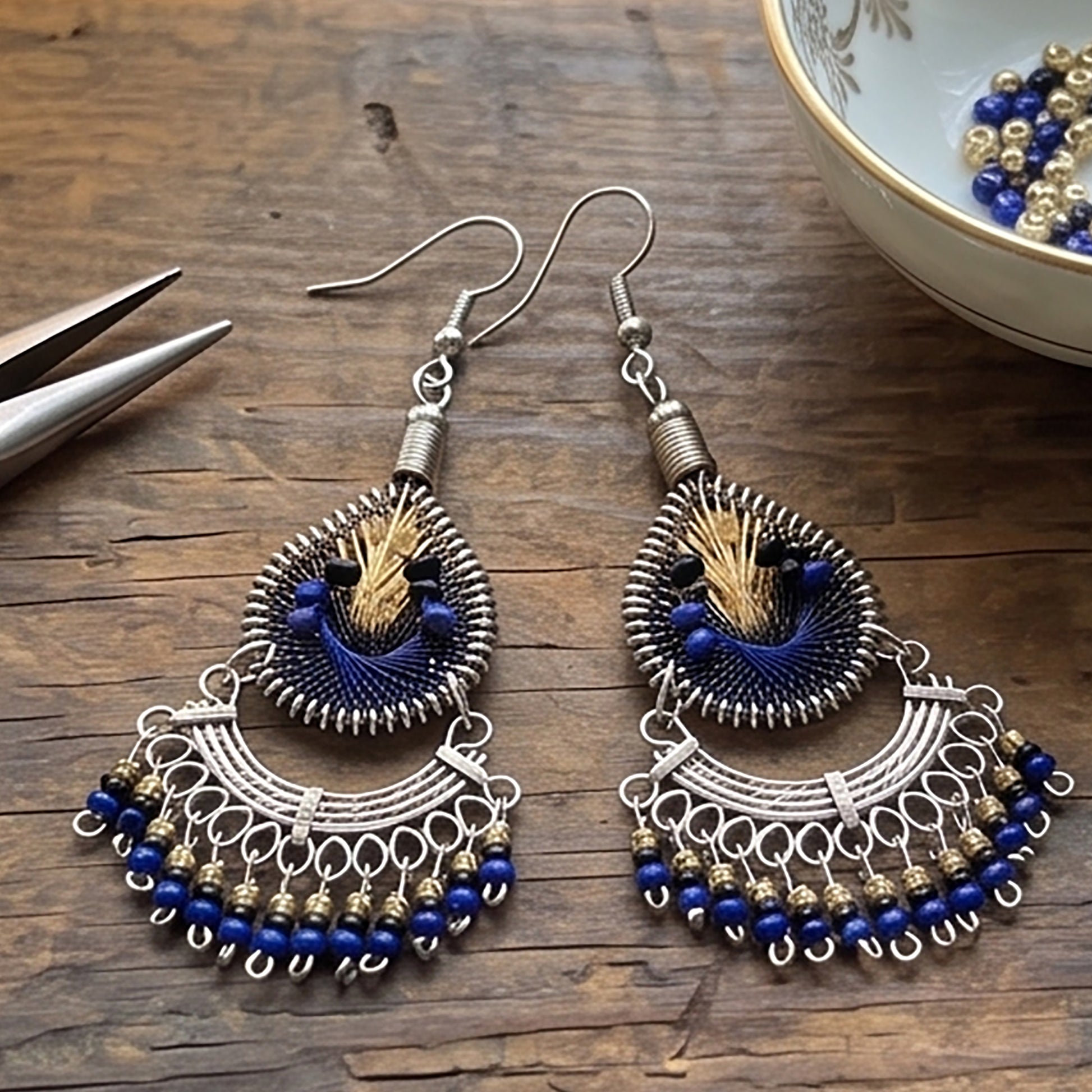 Silk Thread & Stainless Steel Earrings - Gem Avenue Retail