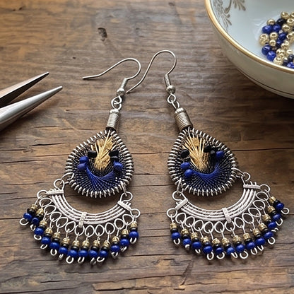 Silk Thread & Stainless Steel Earrings - Gem Avenue Retail