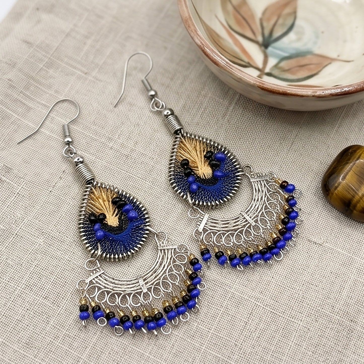 Silk Thread & Stainless Steel Earrings - Gem Avenue Retail