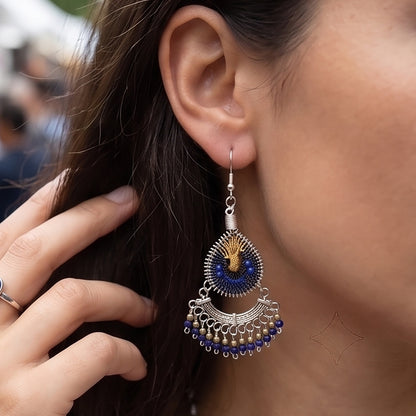 Silk Thread & Stainless Steel Earrings - Gem Avenue Retail