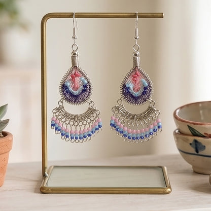 Silk Thread & Stainless Steel Earrings - Gem Avenue Retail