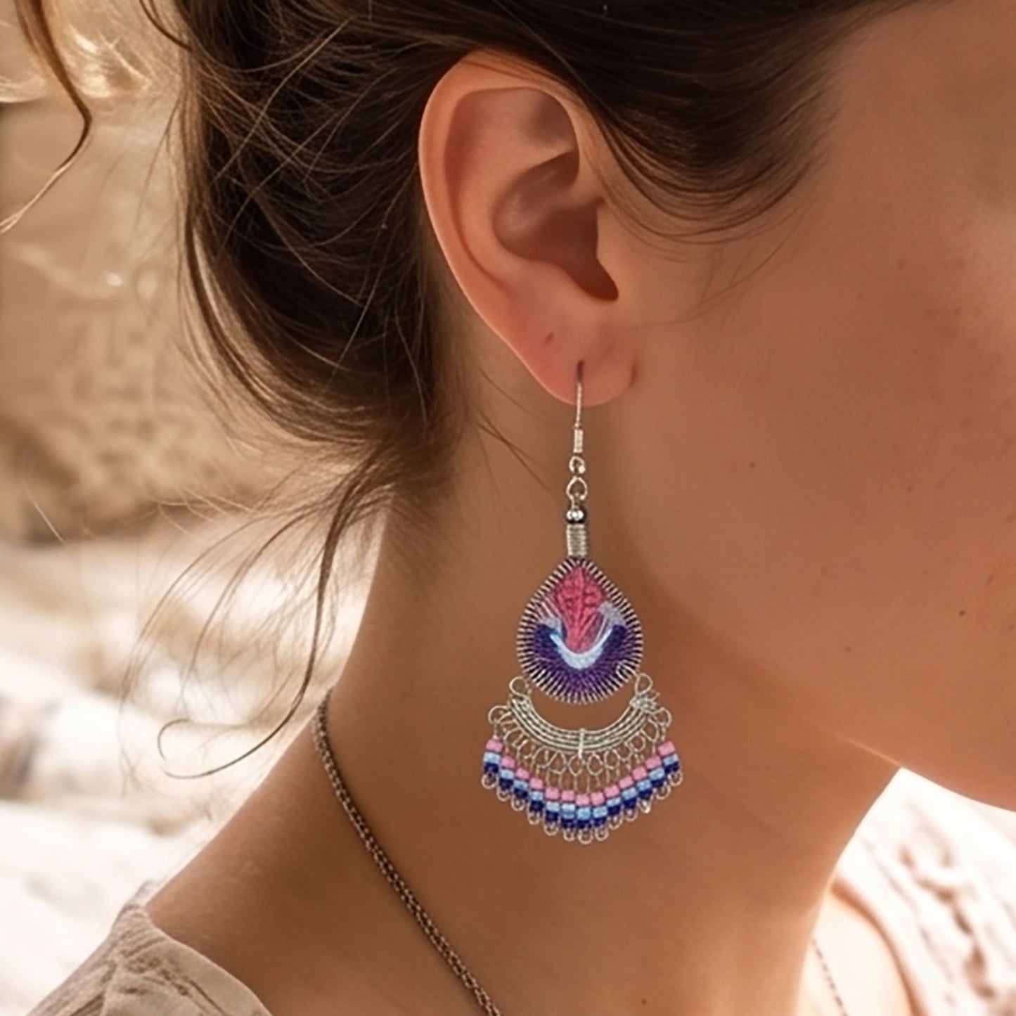 Silk Thread & Stainless Steel Earrings - Gem Avenue Retail