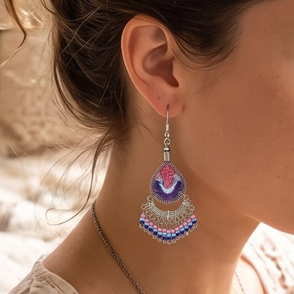 Silk Thread & Stainless Steel Earrings - Gem Avenue Retail