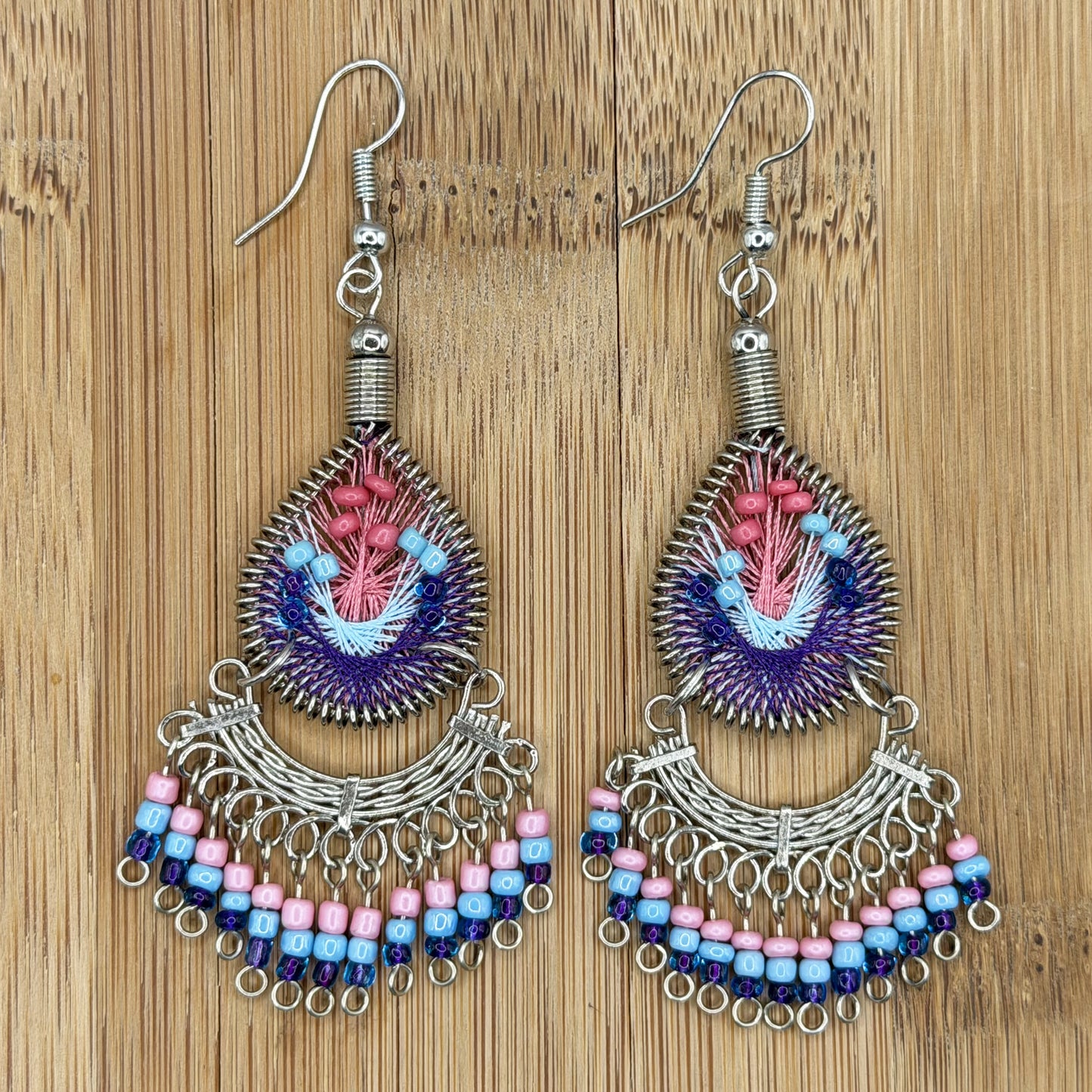 Silk Thread & Stainless Steel Earrings - Gem Avenue Retail