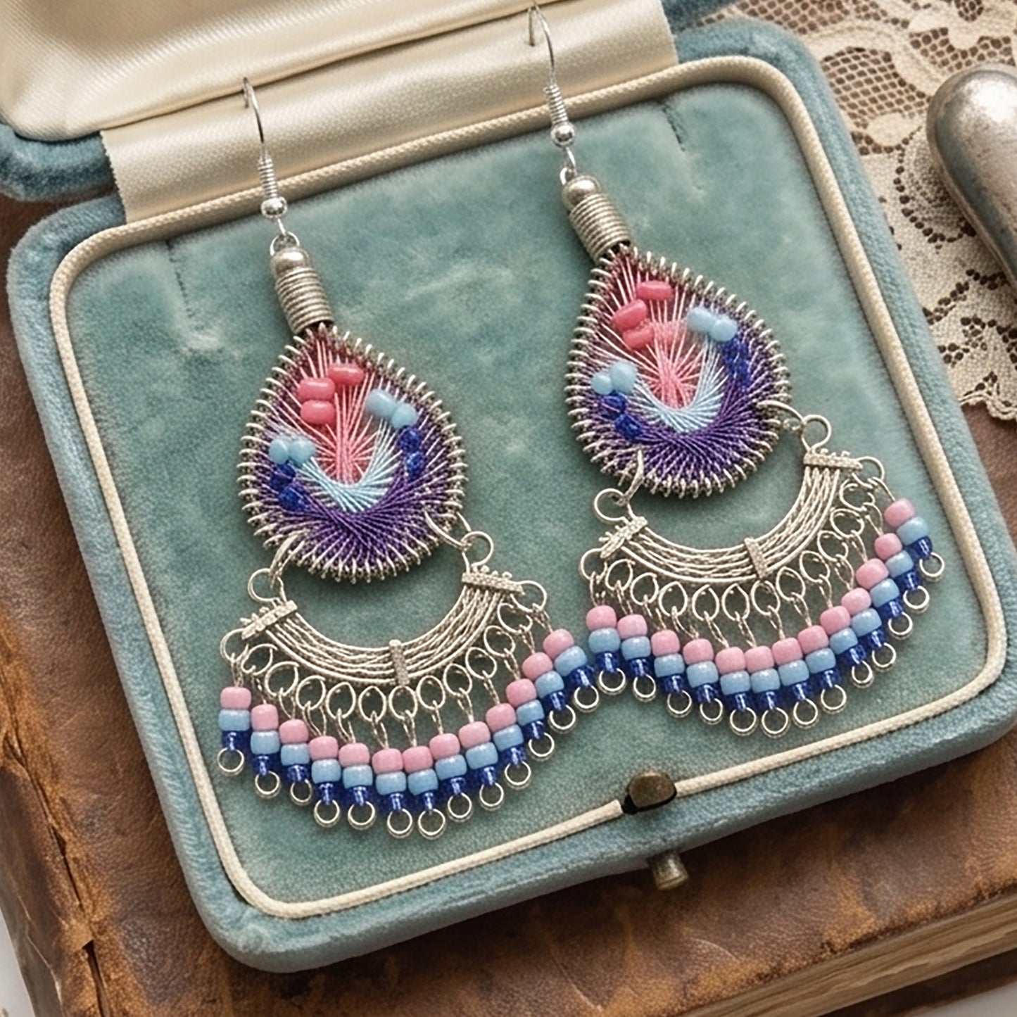 Silk Thread & Stainless Steel Earrings - Gem Avenue Retail