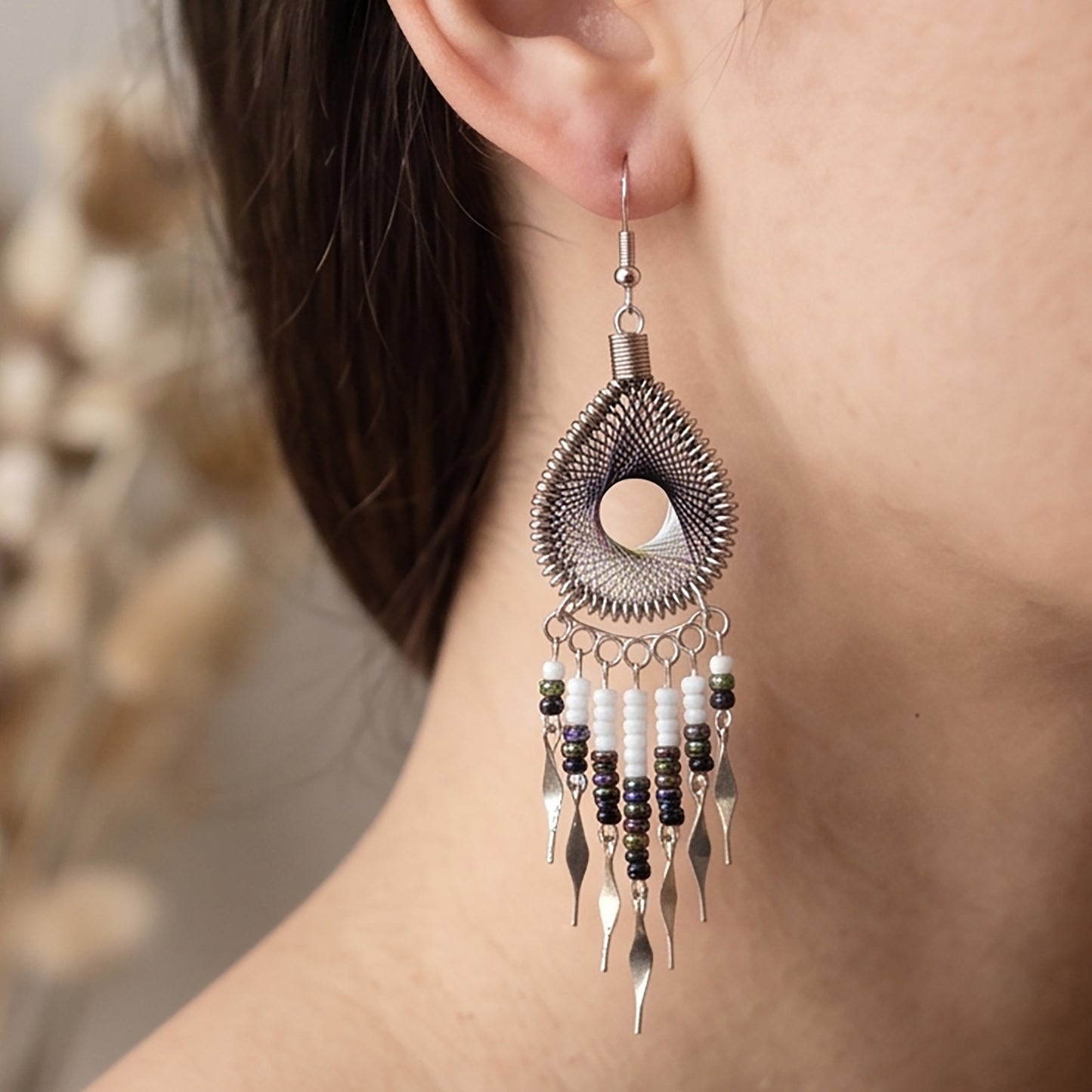 Silk Thread & Stainless Steel Earrings - Gem Avenue Retail