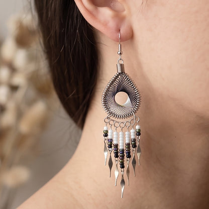 Silk Thread & Stainless Steel Earrings - Gem Avenue Retail