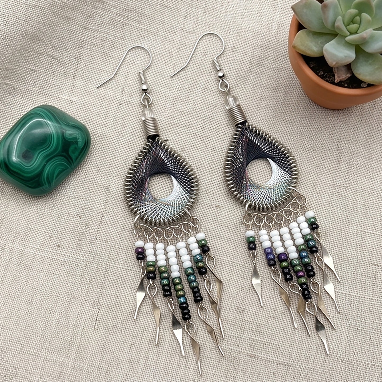 Silk Thread & Stainless Steel Earrings - Gem Avenue Retail