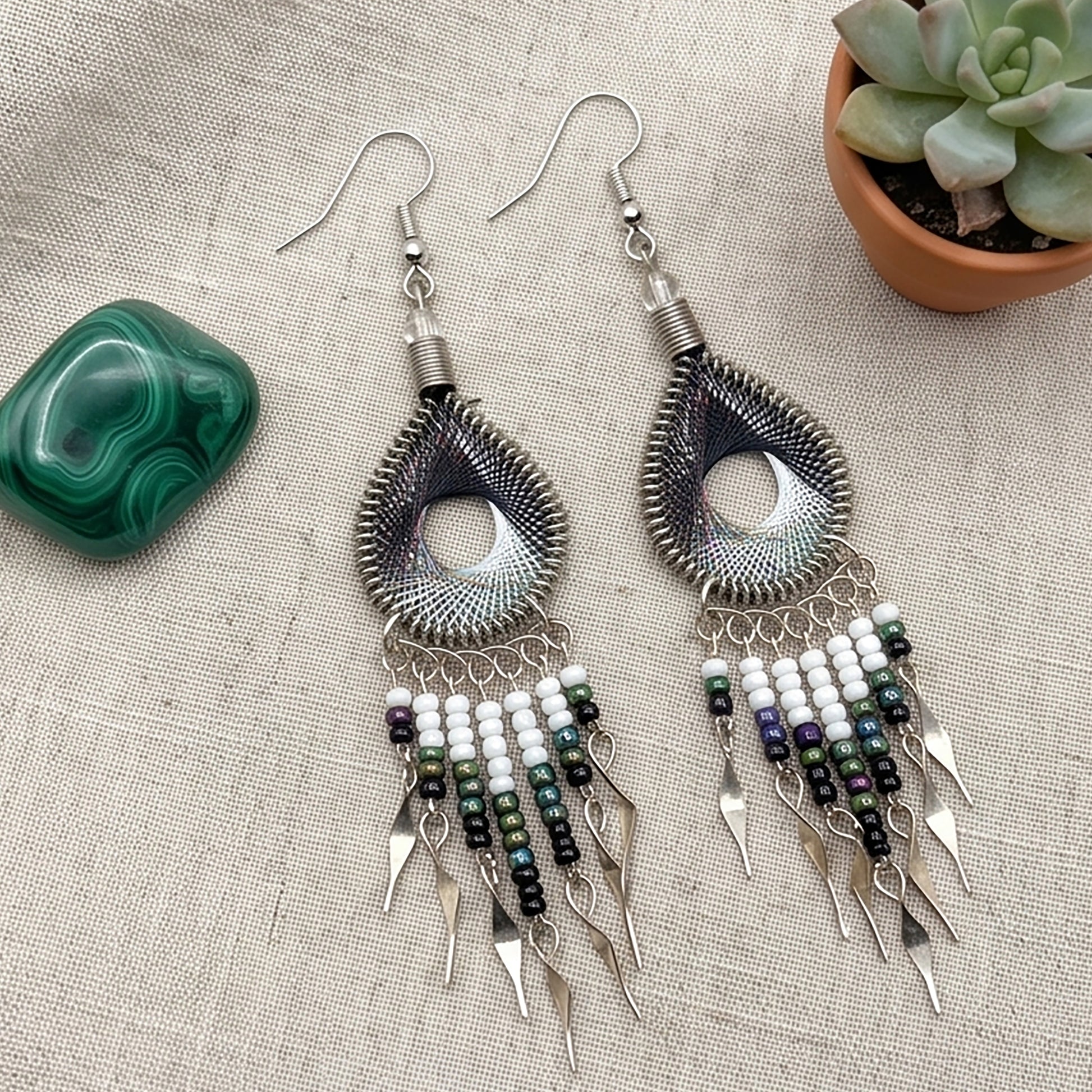 Silk Thread & Stainless Steel Earrings - Gem Avenue Retail