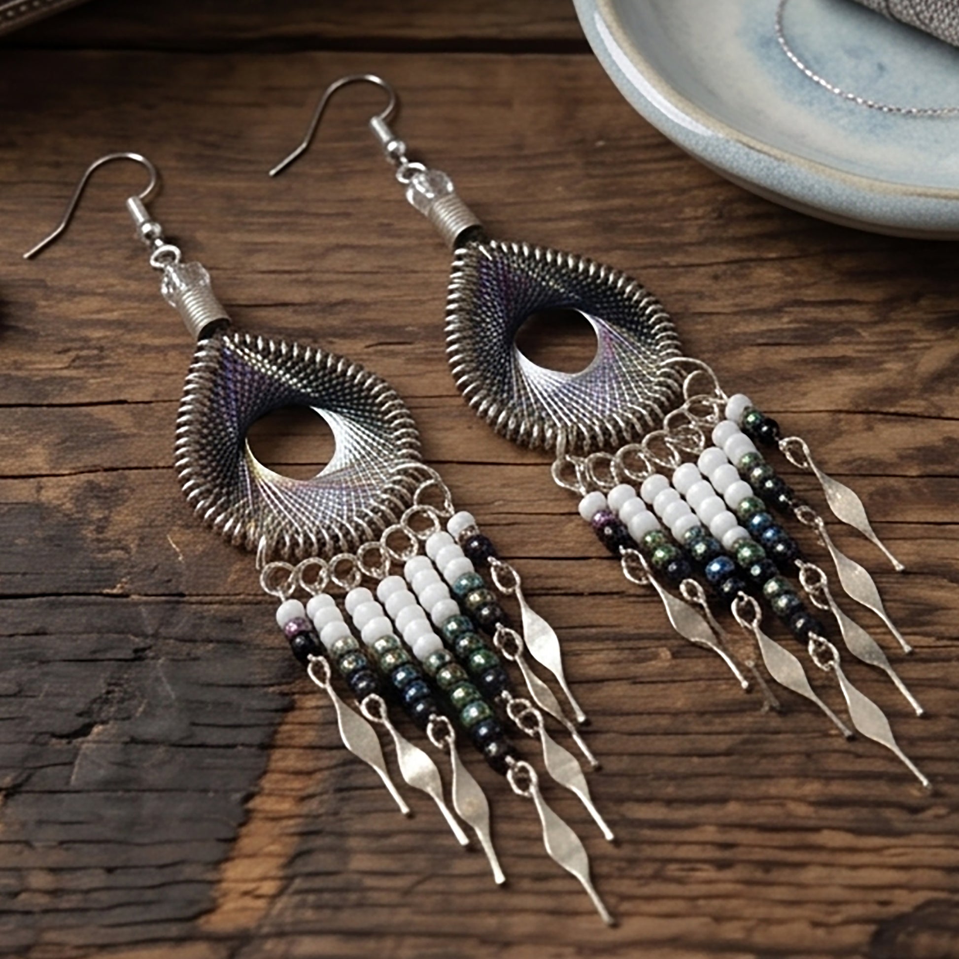 Silk Thread & Stainless Steel Earrings - Gem Avenue Retail