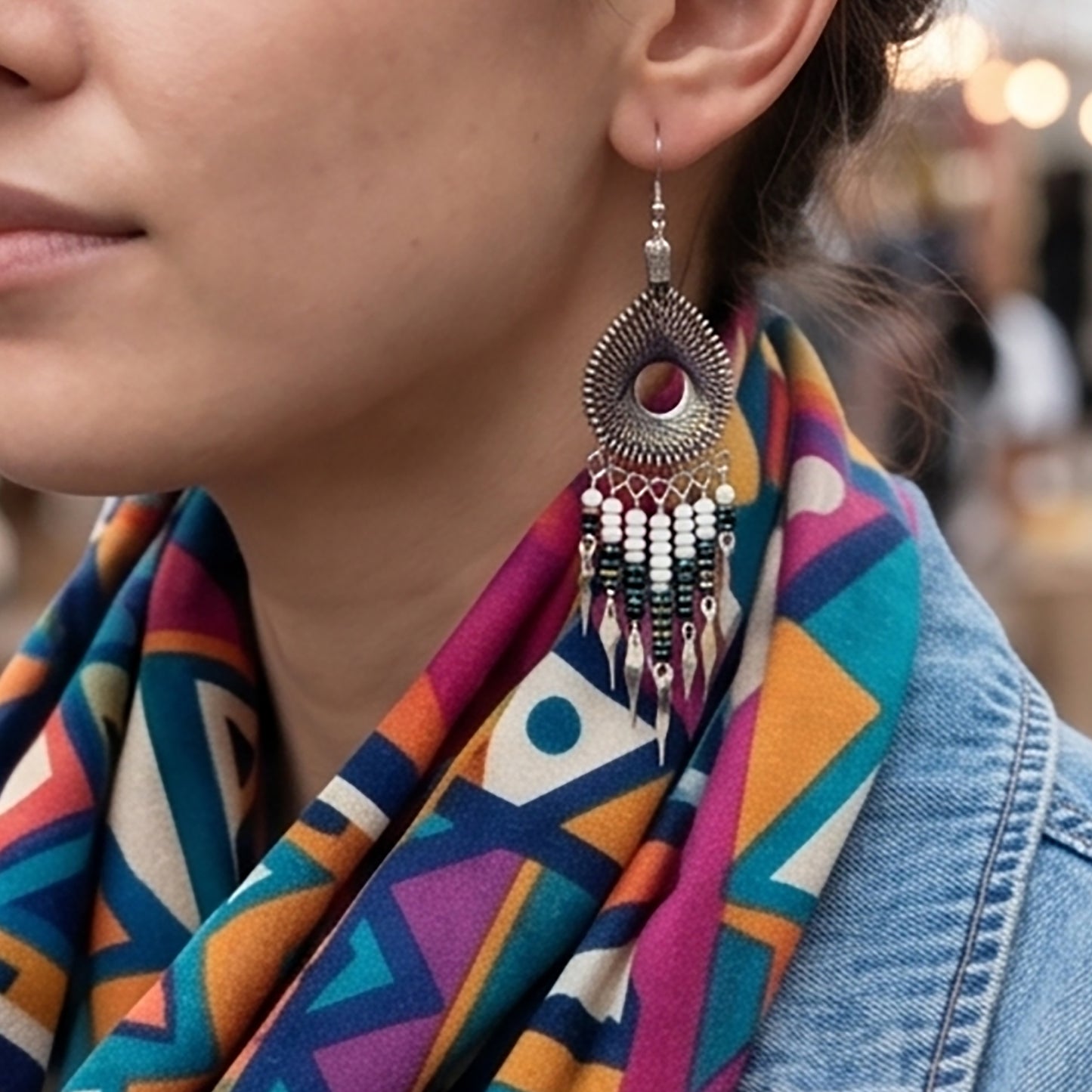 Silk Thread & Stainless Steel Earrings - Gem Avenue Retail