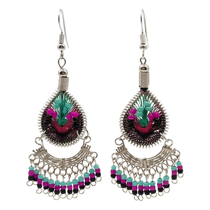 Peruvian Silk Thread Earrings 2.25" Boho Dangle Jewelry - Gem Avenue Retail