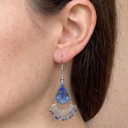 Silk Thread & Stainless Steel Earrings - Gem Avenue Retail