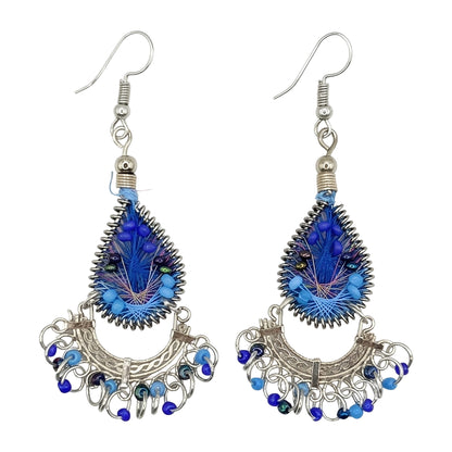 Handcrafted Peruvian Silk Thread & Stainless Steel Earrings 2.5"