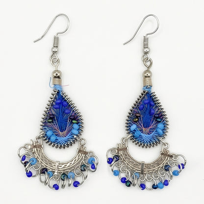 Handcrafted Peruvian Silk Thread & Stainless Steel Earrings 2.5"