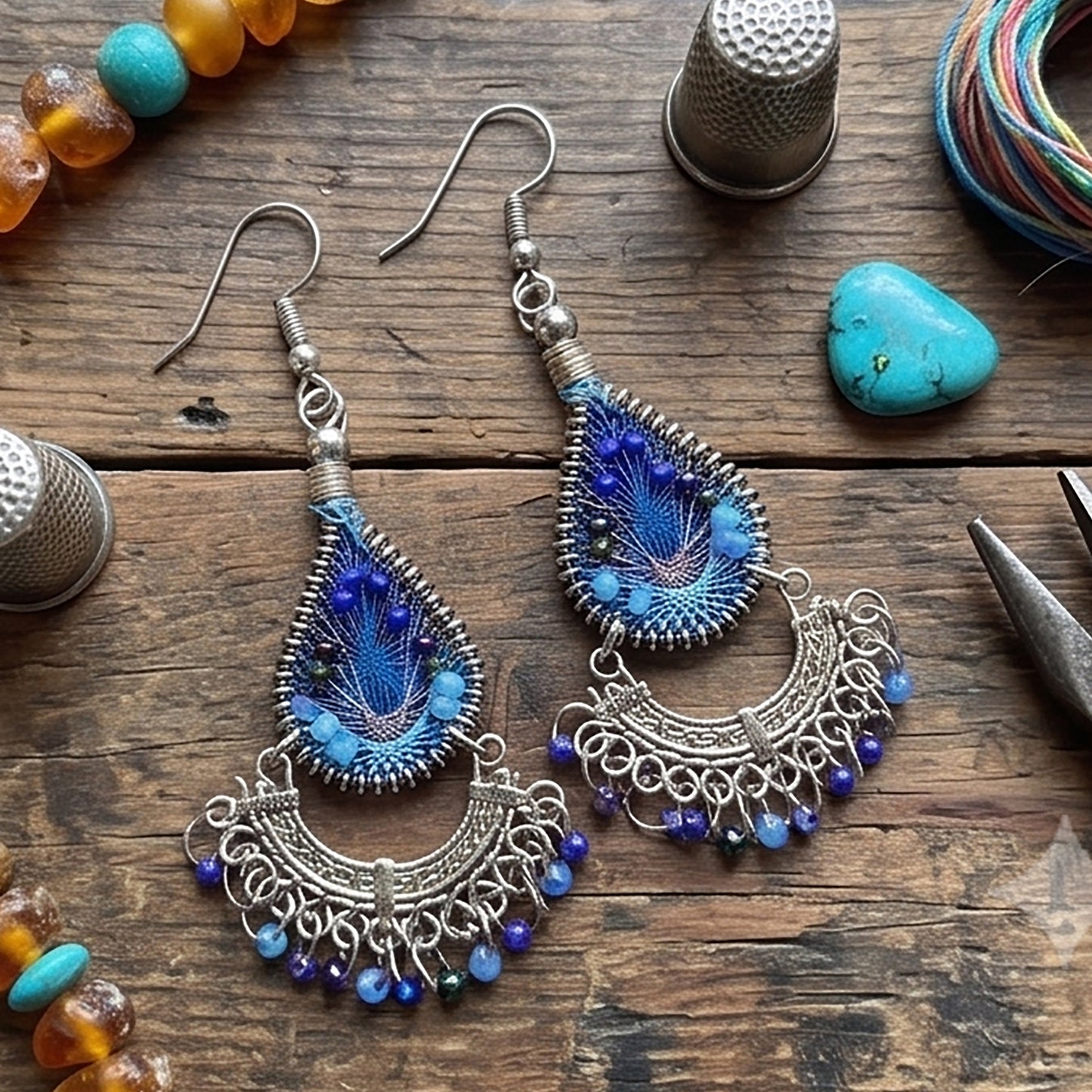 Silk Thread & Stainless Steel Earrings - Gem Avenue Retail