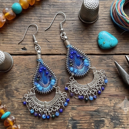 Silk Thread & Stainless Steel Earrings - Gem Avenue Retail