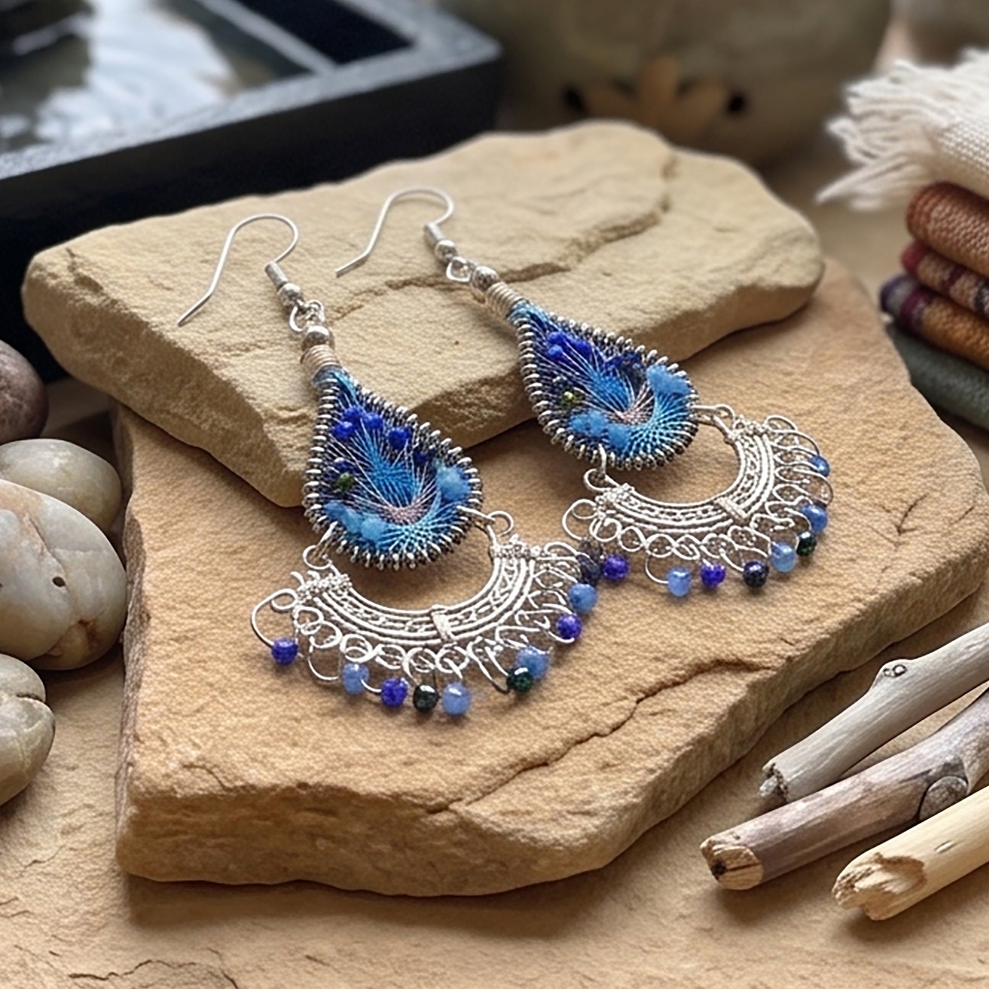Silk Thread & Stainless Steel Earrings - Gem Avenue Retail