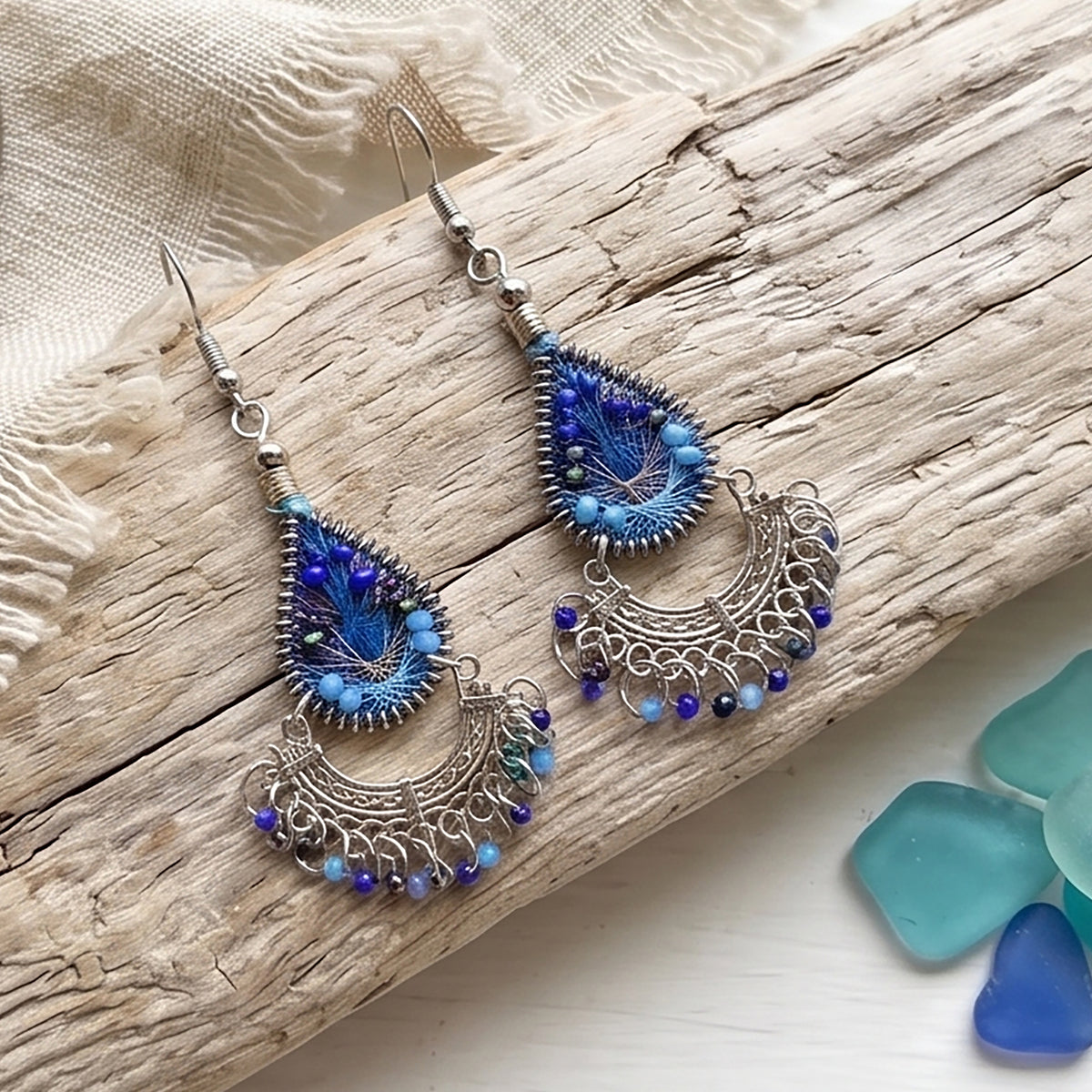 Silk Thread & Stainless Steel Earrings - Gem Avenue Retail