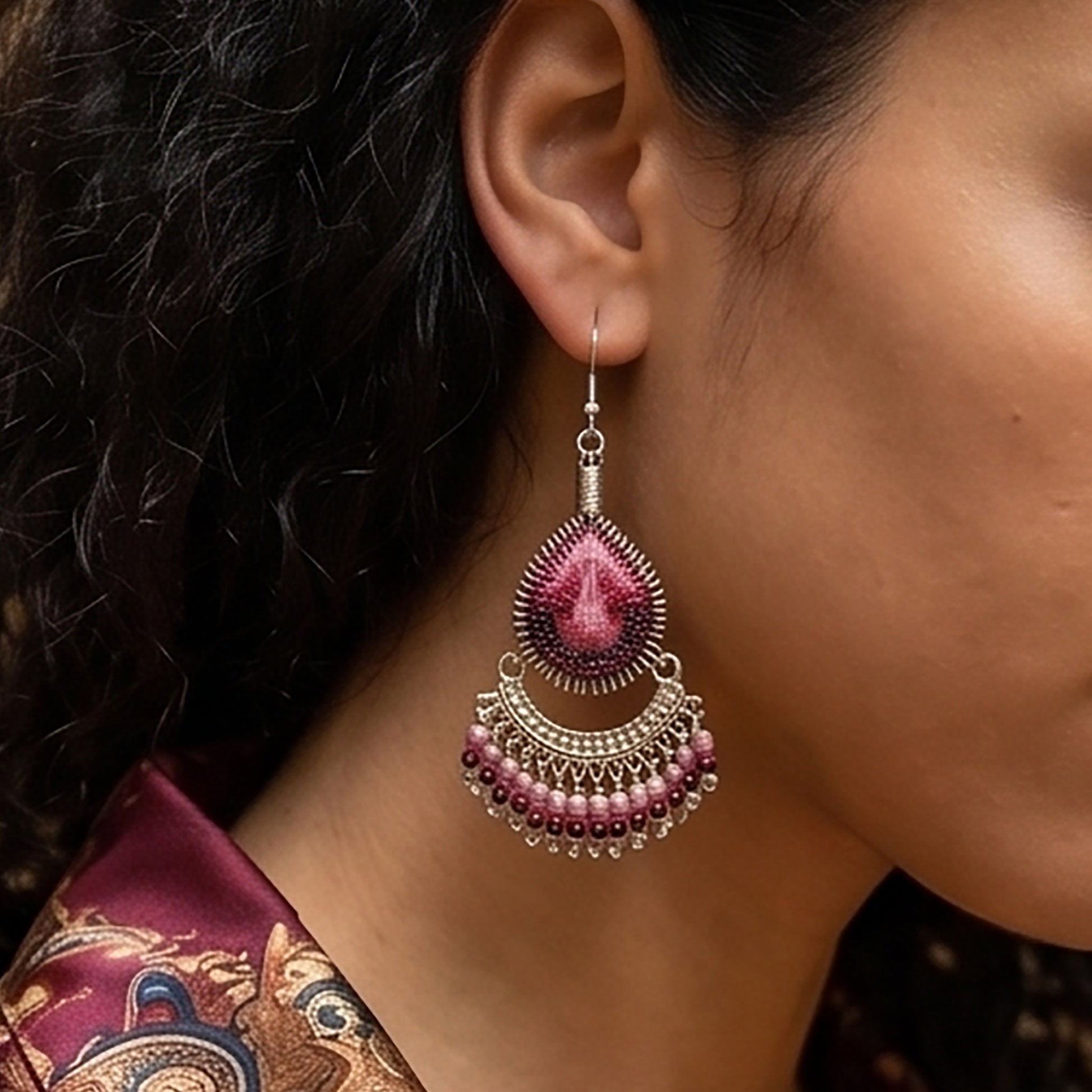 Silk Thread & Stainless Steel Earrings - Gem Avenue Retail