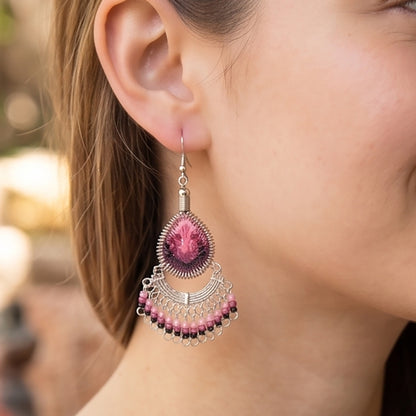 Silk Thread & Stainless Steel Earrings - Gem Avenue Retail