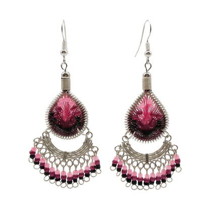 Silk Thread & Stainless Steel Earrings - Gem Avenue Retail