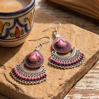 Silk Thread & Stainless Steel Earrings - Gem Avenue Retail