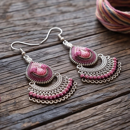 Silk Thread & Stainless Steel Earrings - Gem Avenue Retail