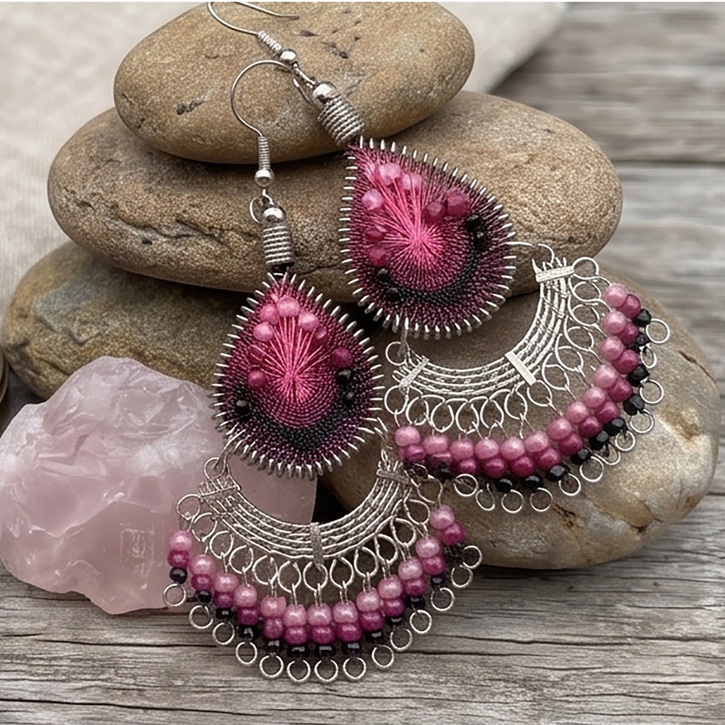 Silk Thread & Stainless Steel Earrings - Gem Avenue Retail
