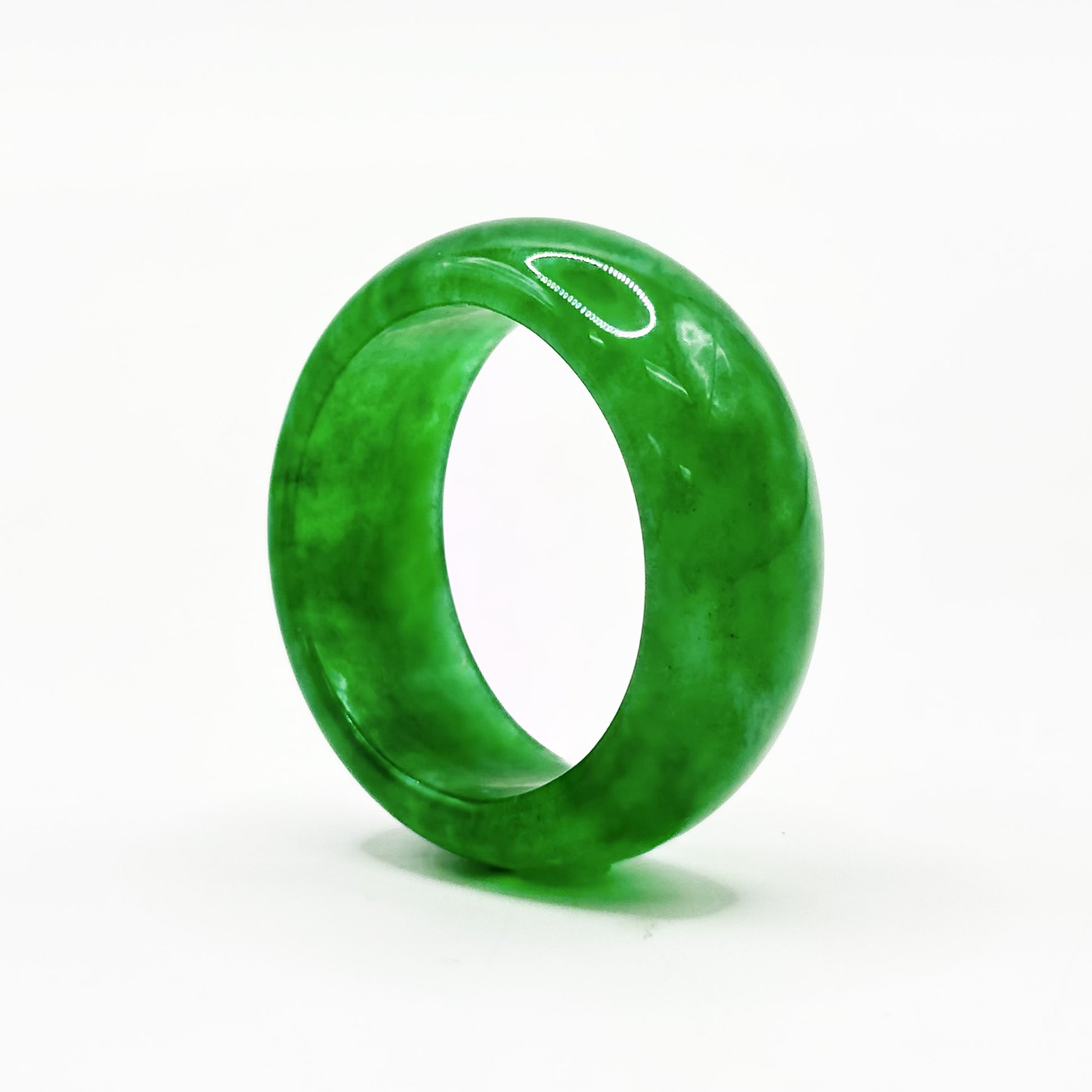 Natural Green Nephrite Band Ring - Gem Avenue Retail