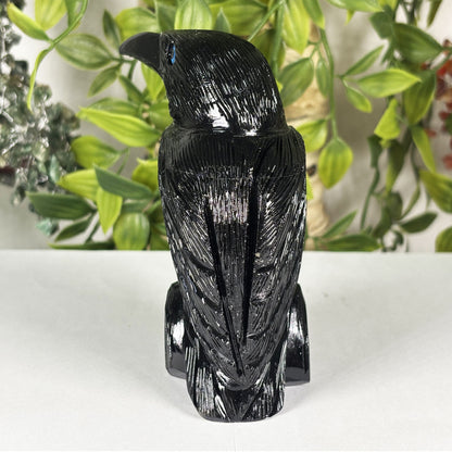 Black Onyx Raven Hand-Carved Crystal Figurine for Healing, Protection, Spiritual Energy, Altar Decor & Unique Gifts - RAN125