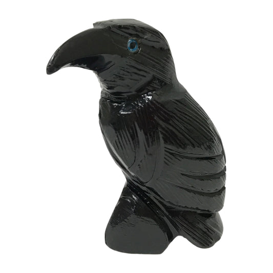 Hand Carved Raven Natural Black Onyx Crystal Gemstone Figurine Animal Sculpture Home Decor - Gem Avenue