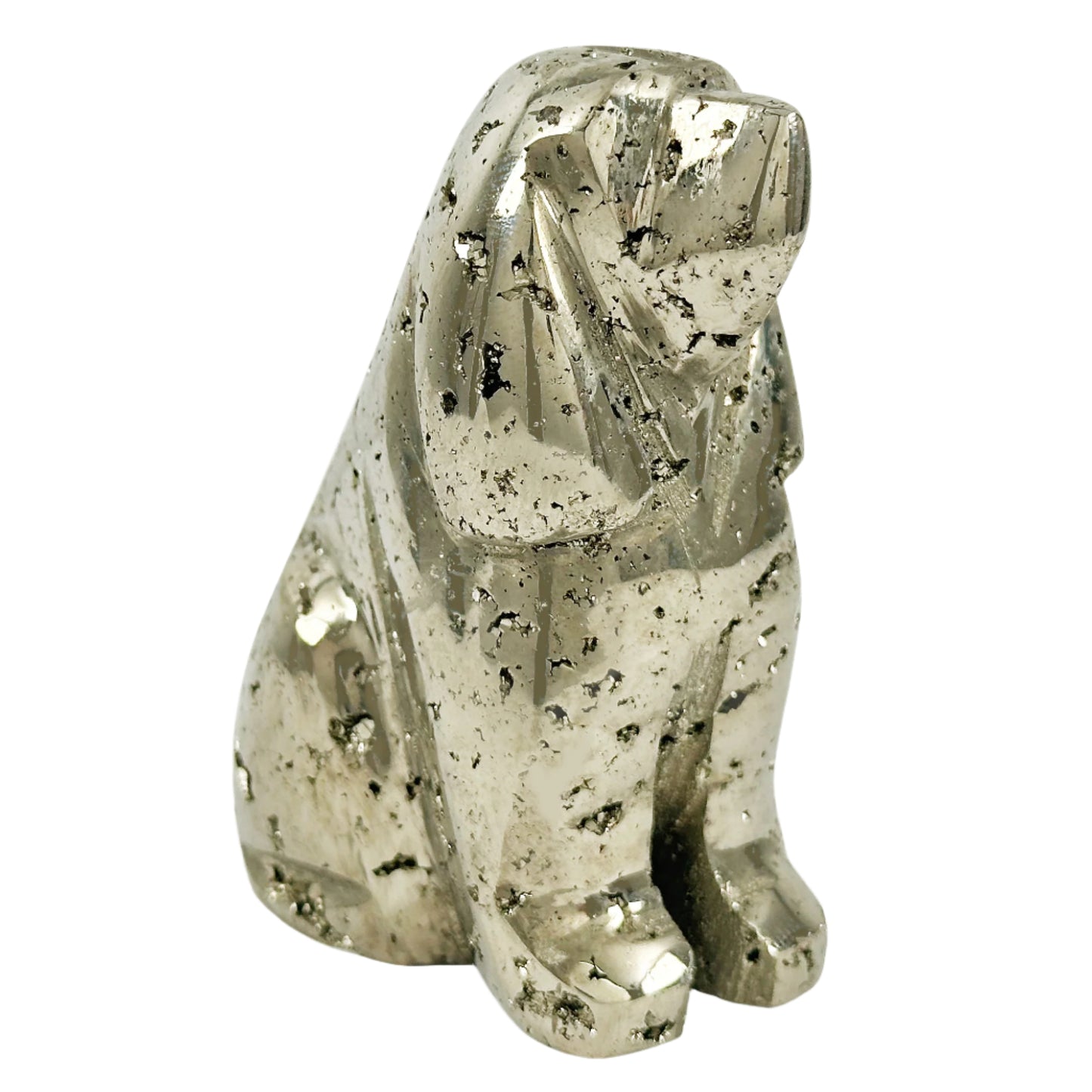 Hand-Carved Pyrite Dog Gemstone Animal Carving - Gem Avenue