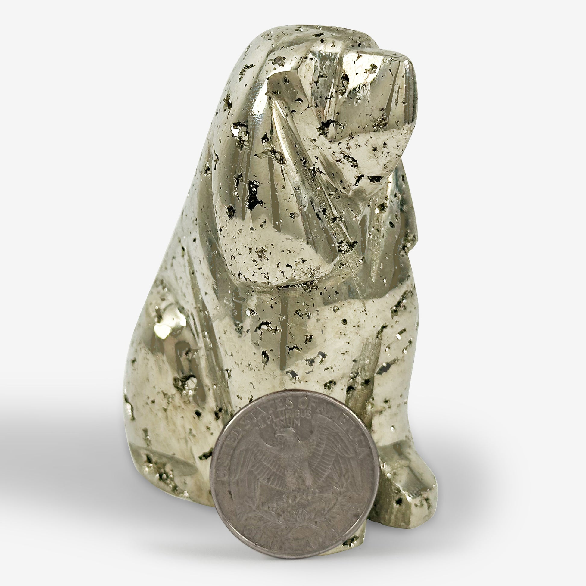 Hand-Carved Pyrite Dog Gemstone Animal Carving - Gem Avenue