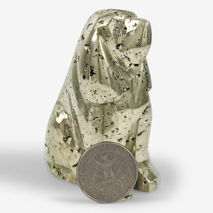 Hand-Carved Pyrite Dog Gemstone Animal Carving - Gem Avenue