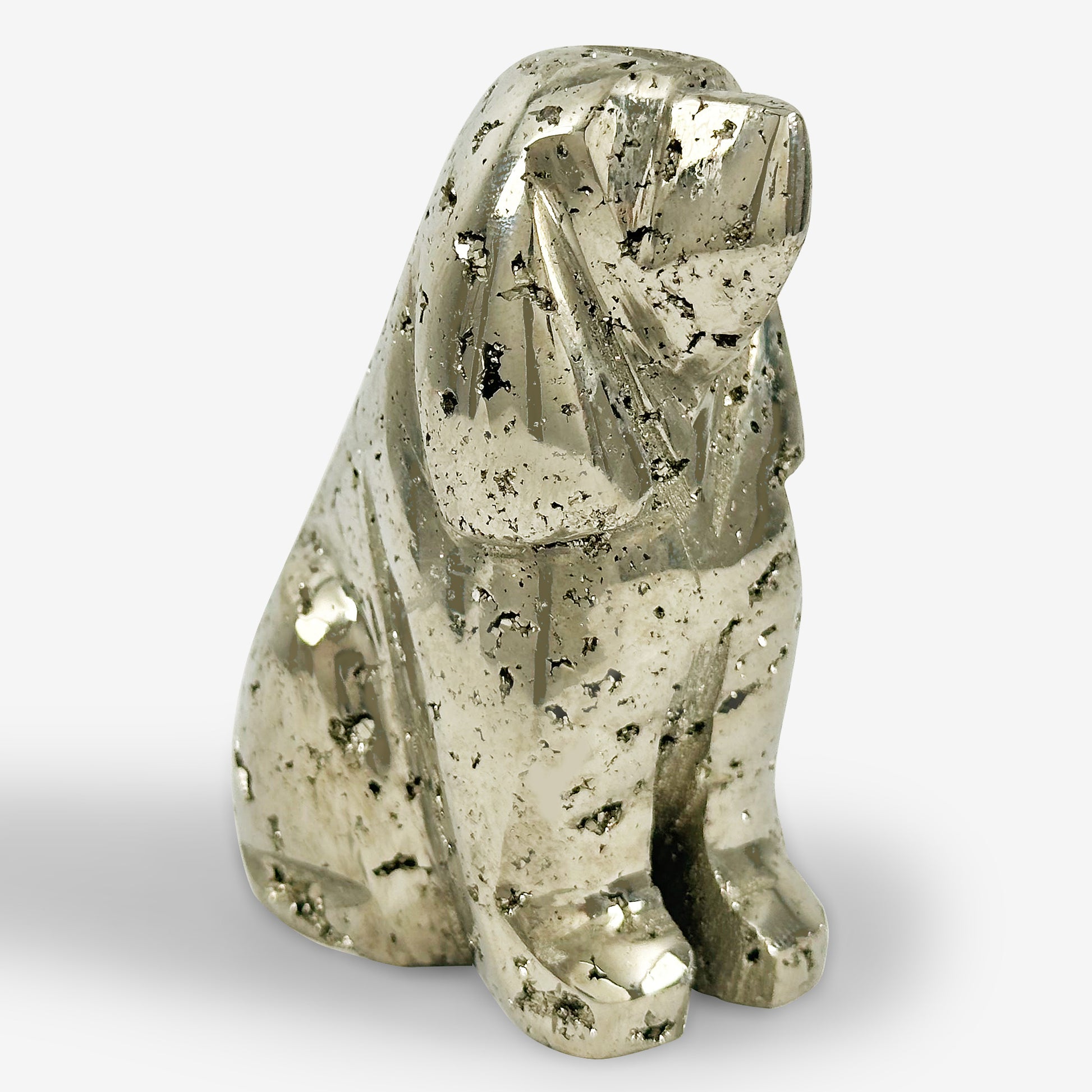 Hand-Carved Pyrite Dog Gemstone Animal Carving - Gem Avenue