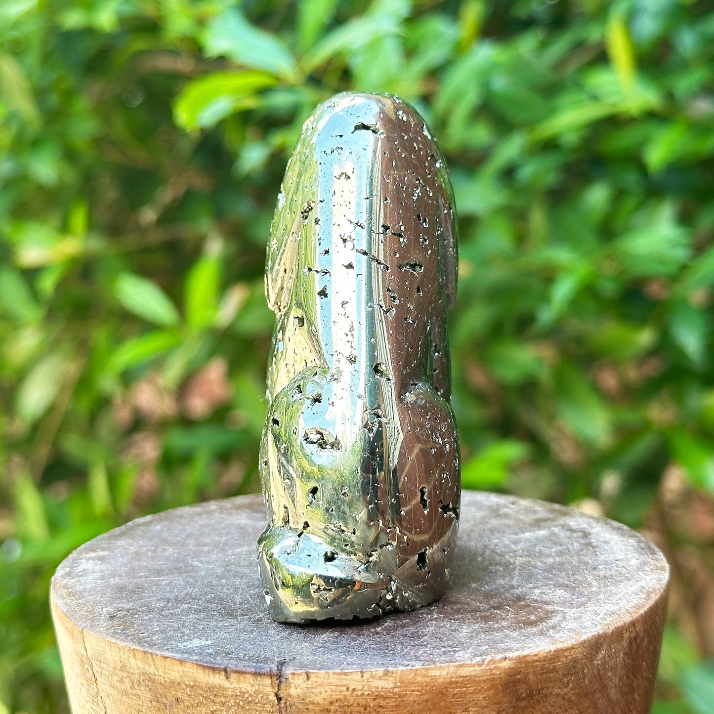Hand-Carved Pyrite Dog Gemstone Animal Carving - Gem Avenue