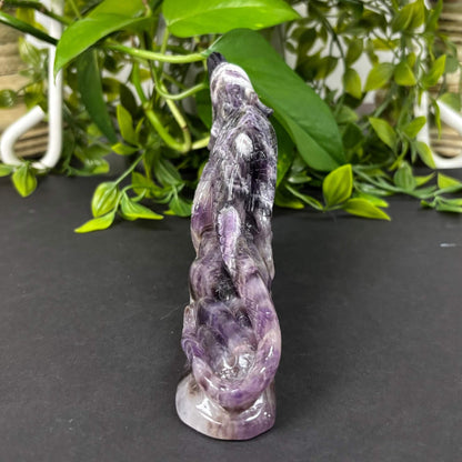 Hand Carved Chevron Amethyst Lizard Animal Carving-RAN496