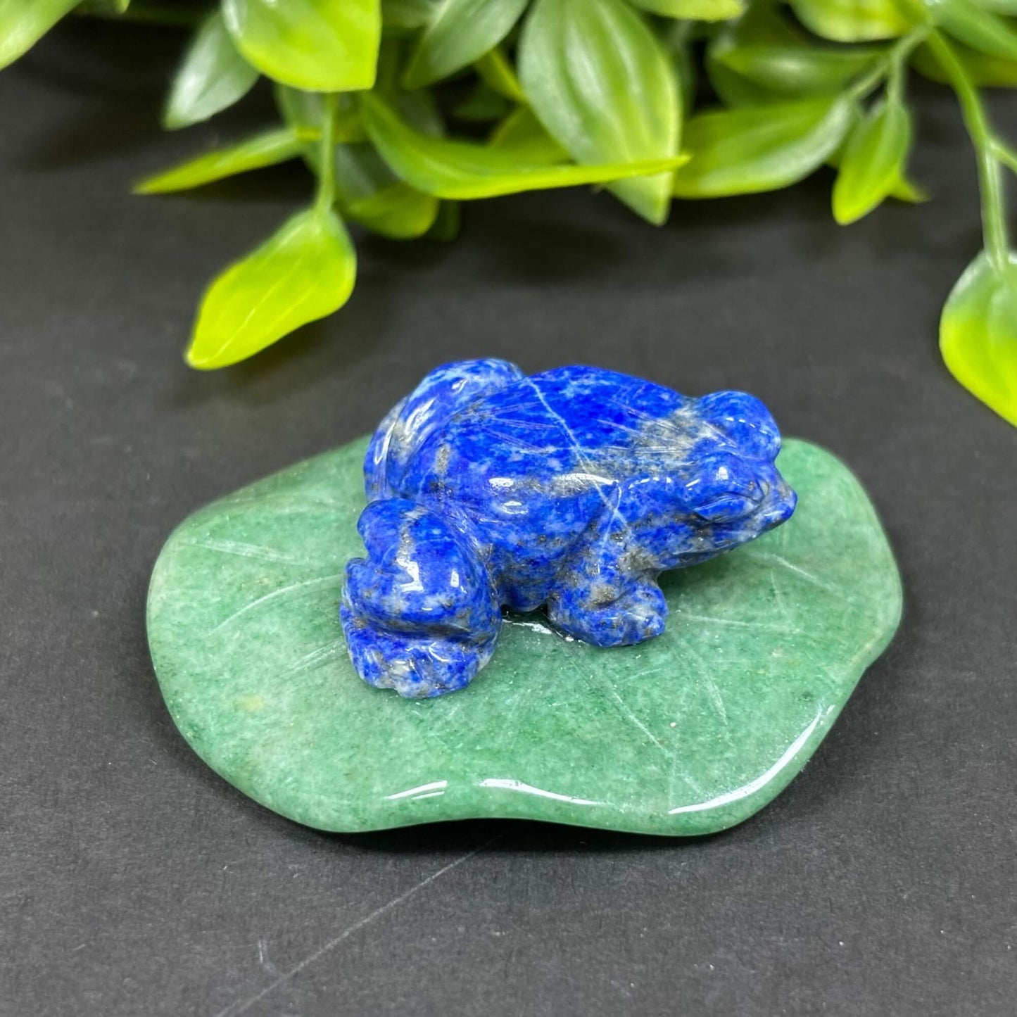 Lapis Lazuli Frog on Aventurine Lily Pad - RAN500-B