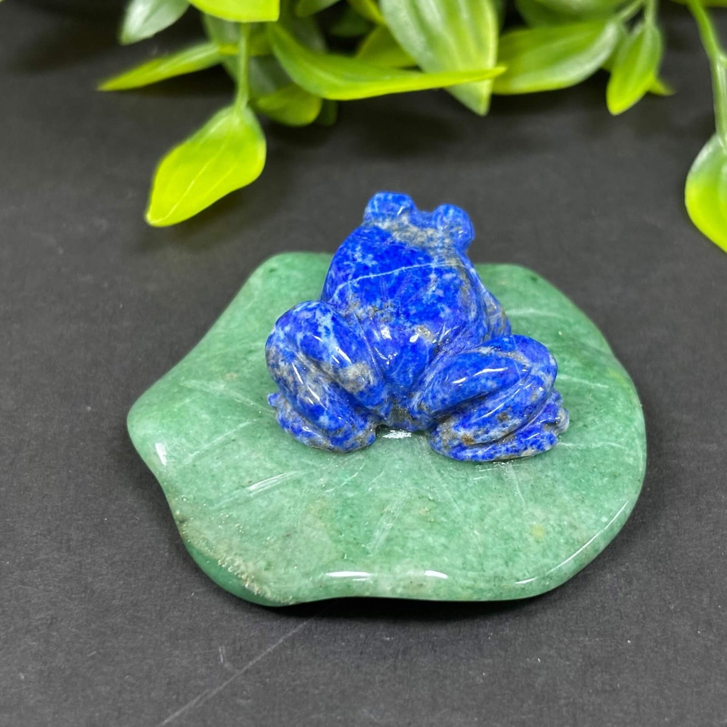 Lapis Lazuli Frog on Aventurine Lily Pad - RAN500-B