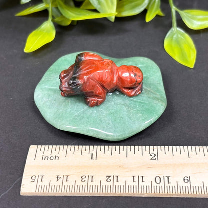 Jasper Frog on Aventurine Lily Pad - RAN500-C