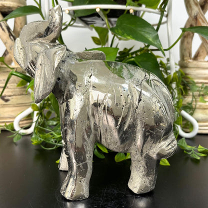 8" Pyrite Elephant Hand Carved from Peru - RAN503